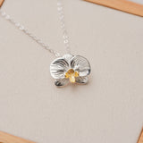 Phalaenopsis orchid pendant necklace in 925 silver