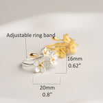 Adjustable flower ring band size detail