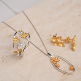 Adjustable silver osmanthus flower ring product view