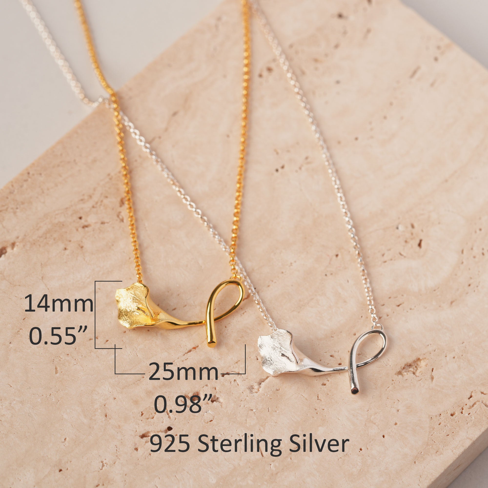 Calla lily pendant on neutral background