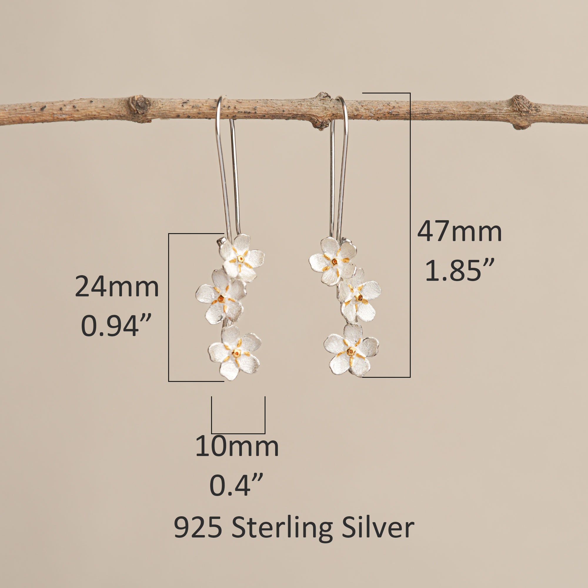 Cherry blossom earrings size detail