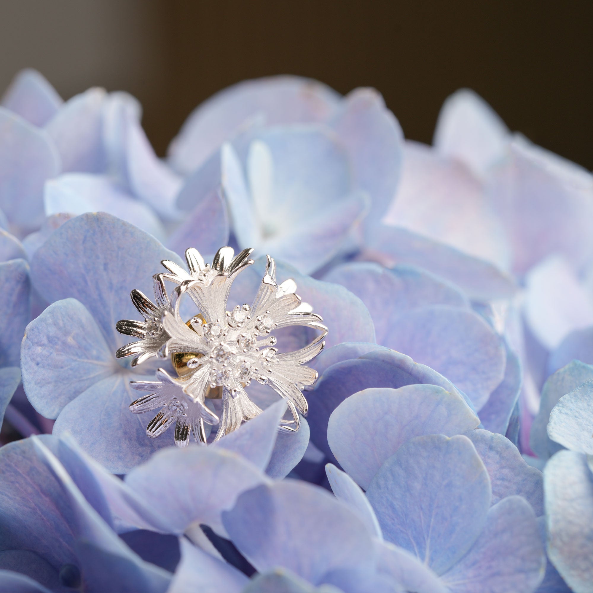 Cornflower brooch close-up