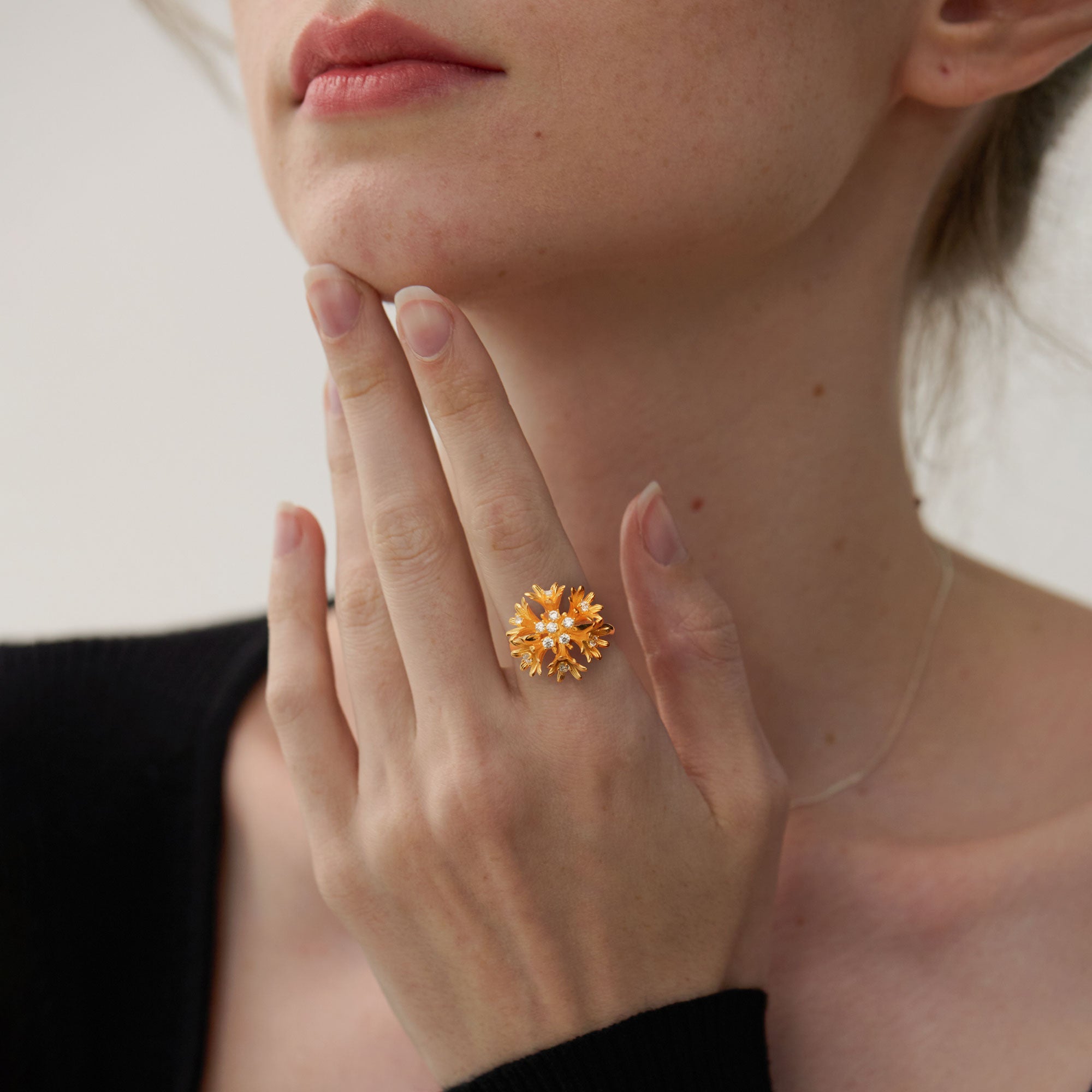 Cornflower inspired ring close-up