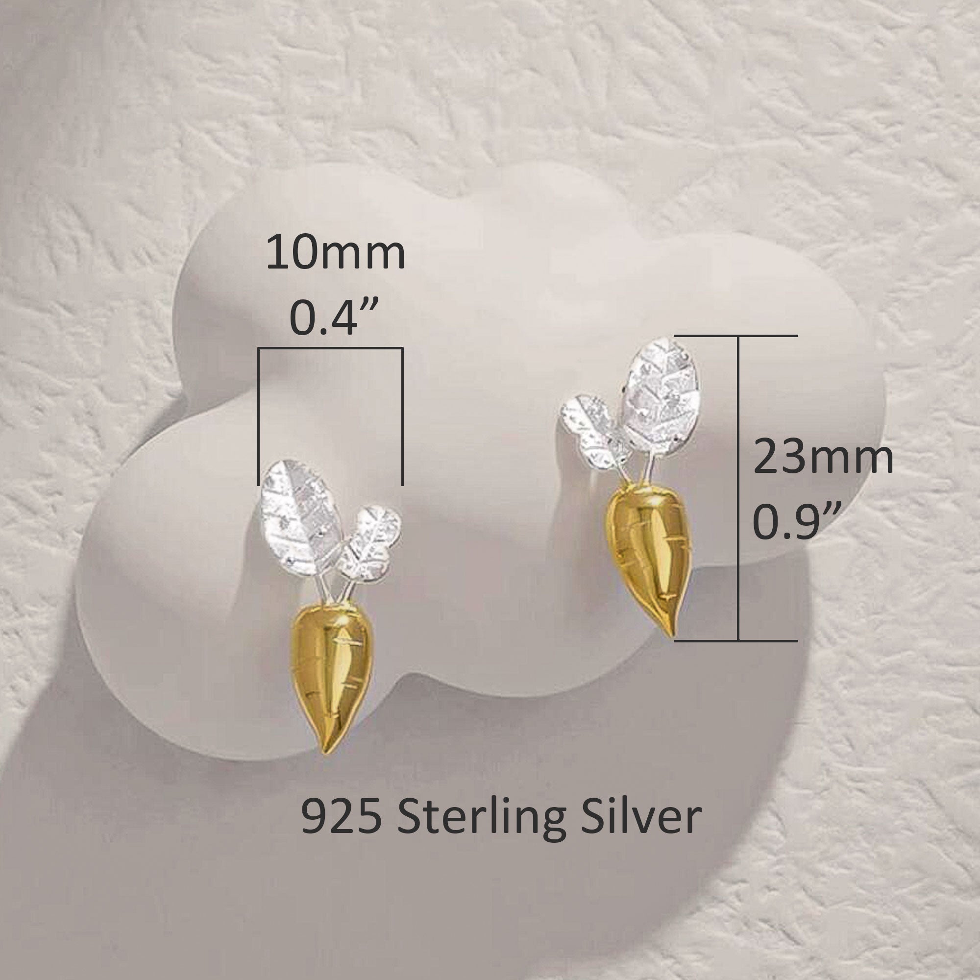Detailed view of carrot earrings