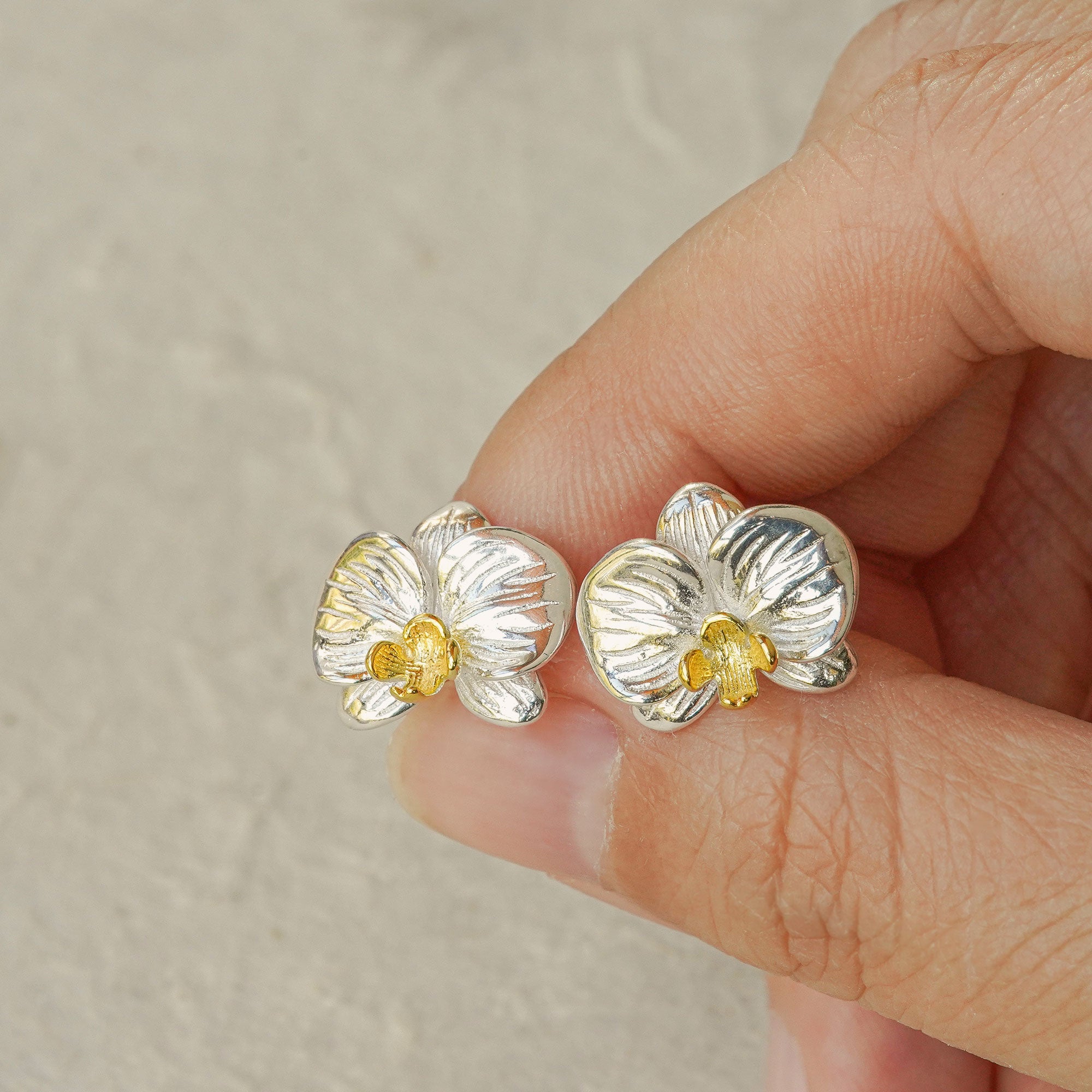 Detailed view of phalaenopsis orchid jewelry