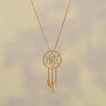 Gold dreamcatcher pendant necklace product view
