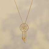 Gold dreamcatcher pendant necklace product view