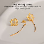Elegant sunflower tassel earrings displayed as a pair