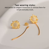 Elegant sunflower tassel earrings displayed as a pair