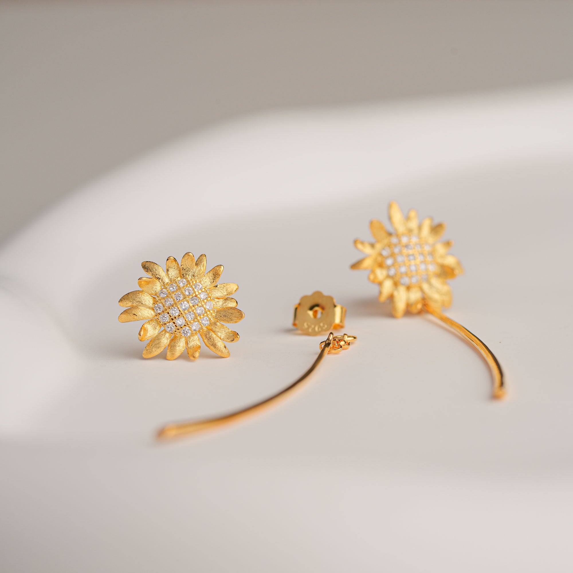 Flower tassel earrings with sunflower inspired design