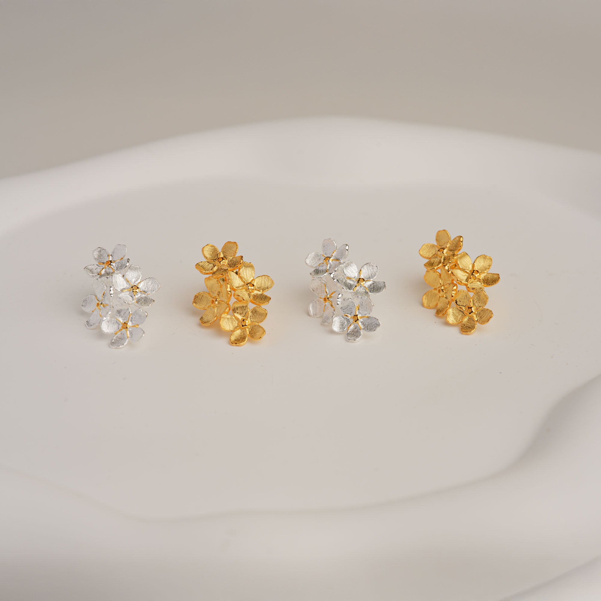 Forget-me-not flower stud earrings close-up