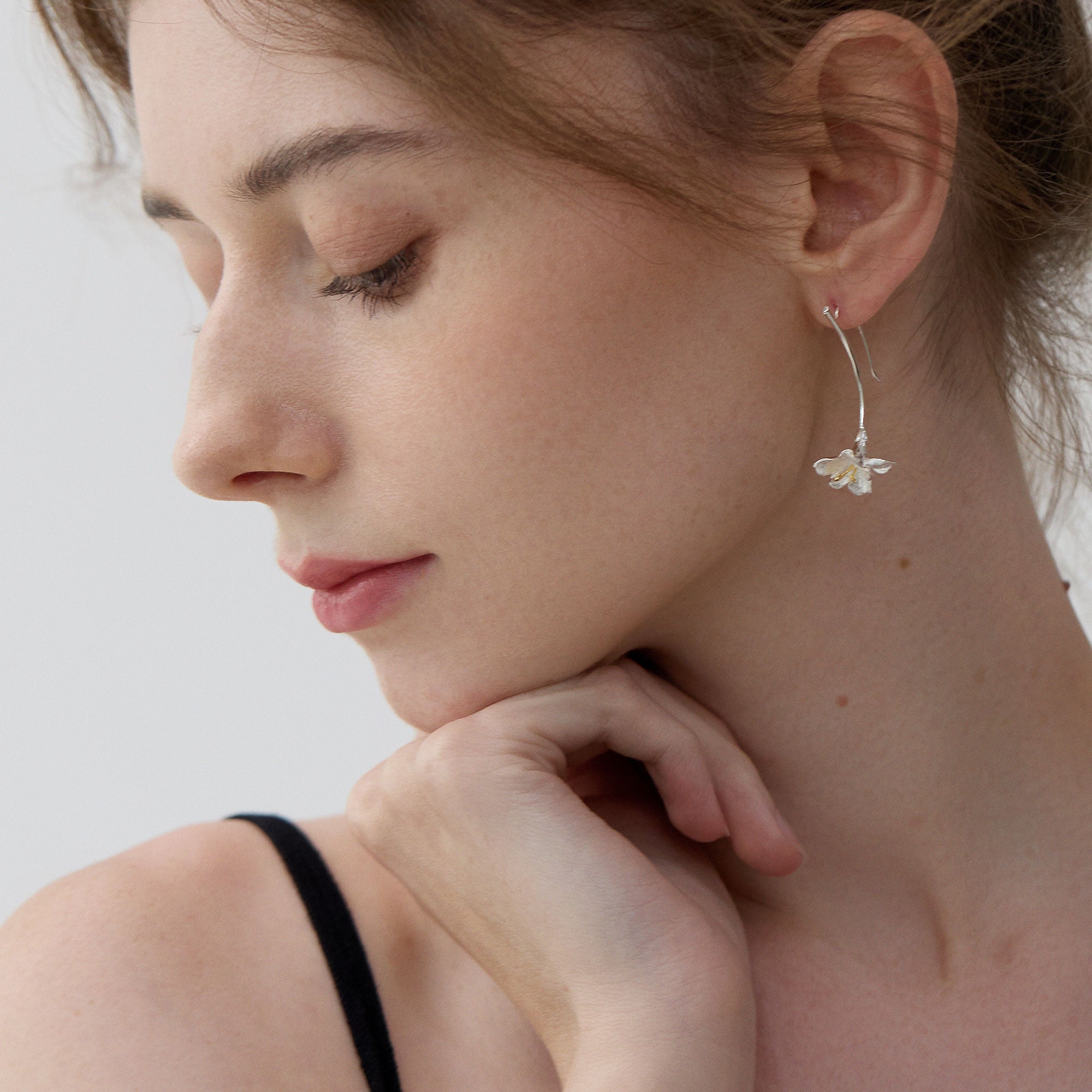 Freesia flower blossom earrings for bridal styling