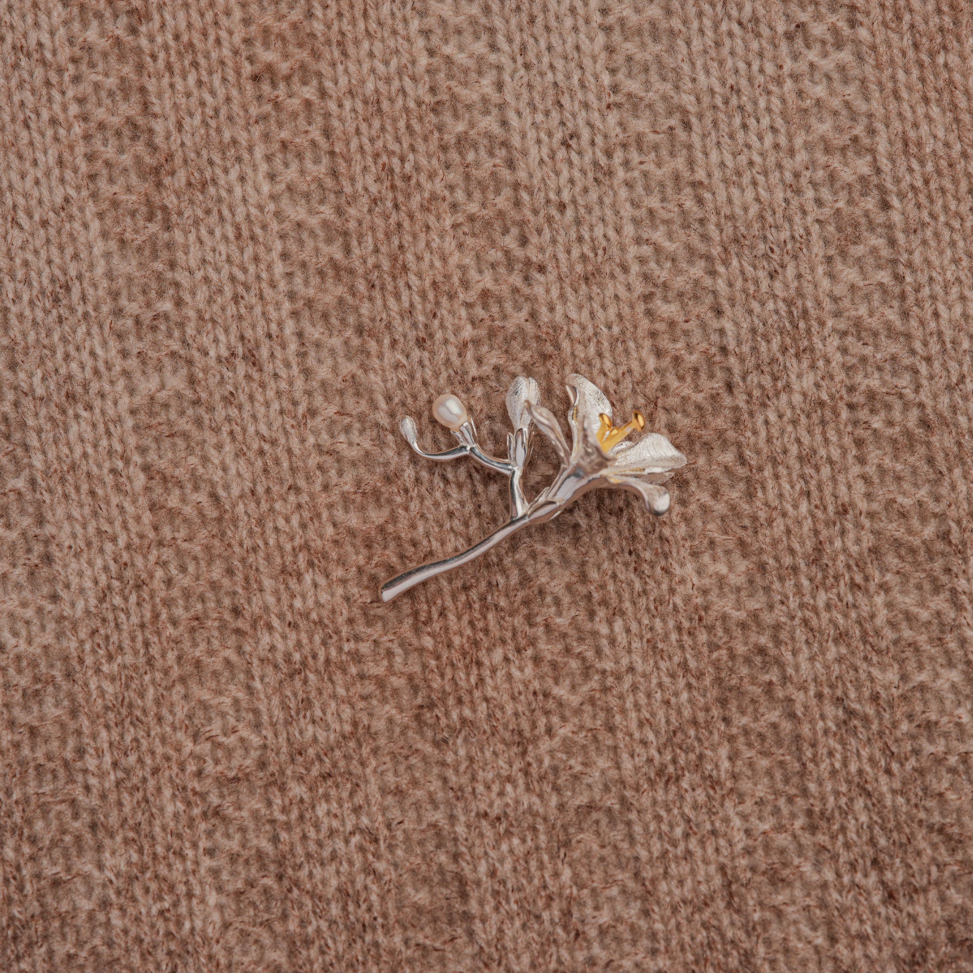 Freesia flower jewelry brooch