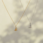 Freesia flower necklace with botanical pendant