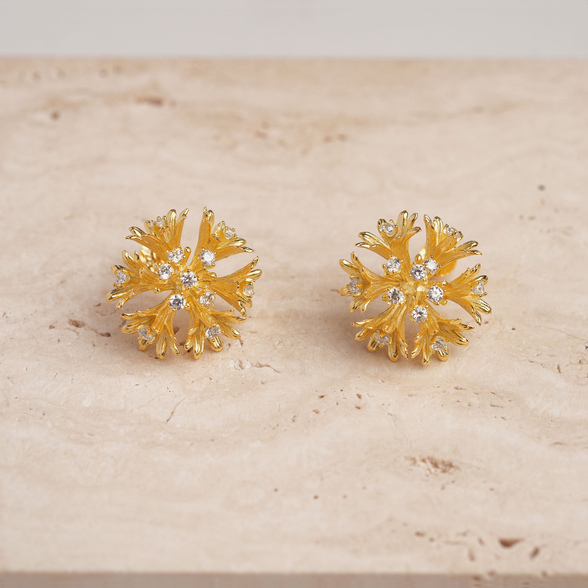 Gold cornflower earrings