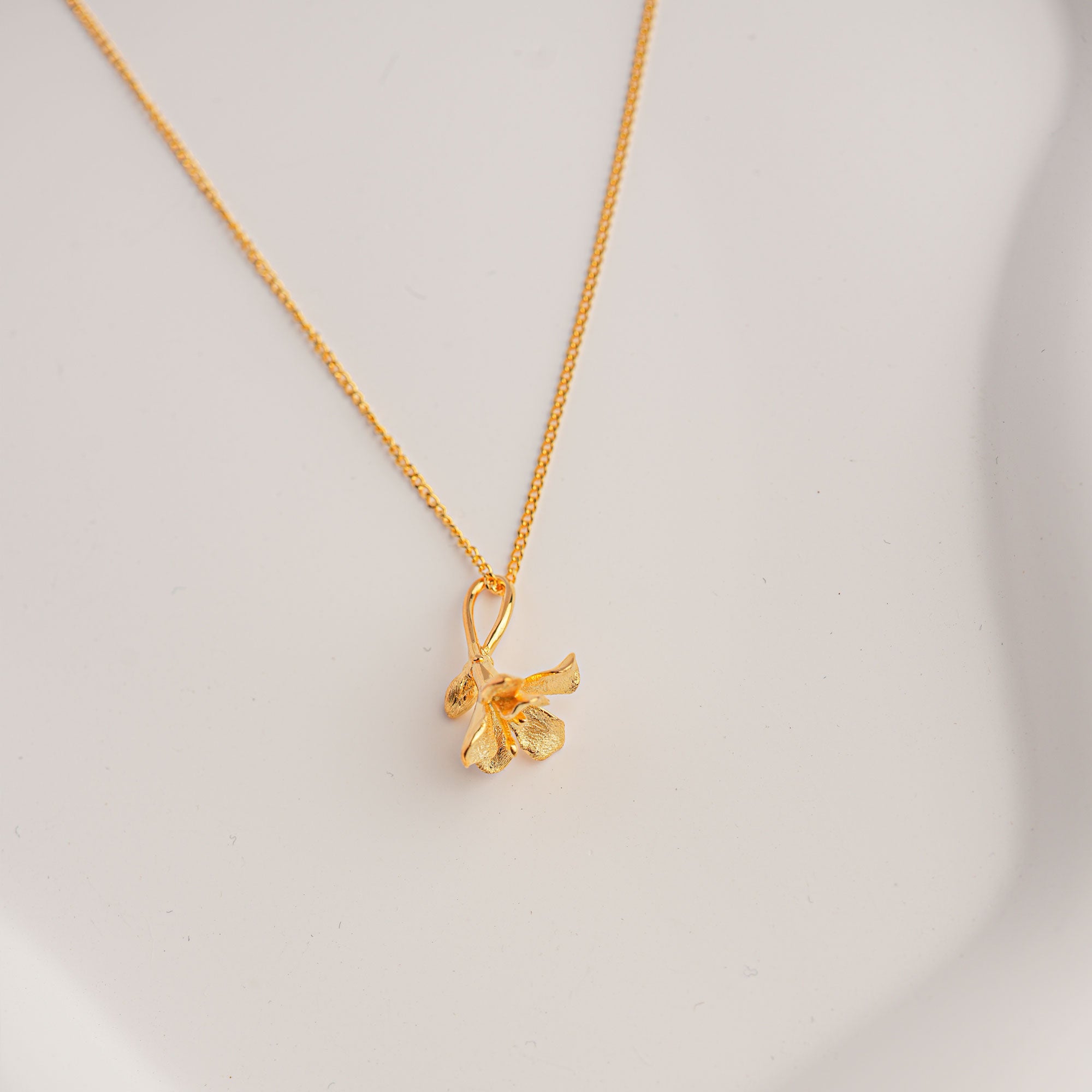 Gold freesia bloom necklace product view