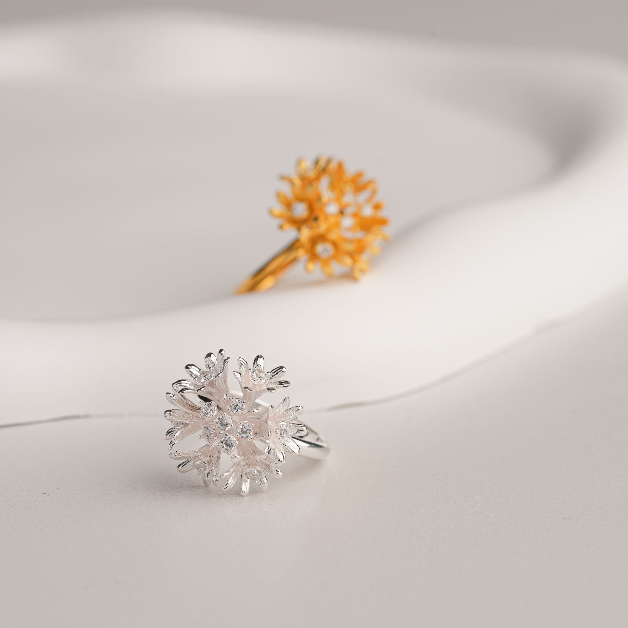 Gold plated flower jewelry ring product detail