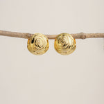 Gold rose dome earrings product view