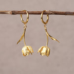 Gold tulip flower hoop earrings
