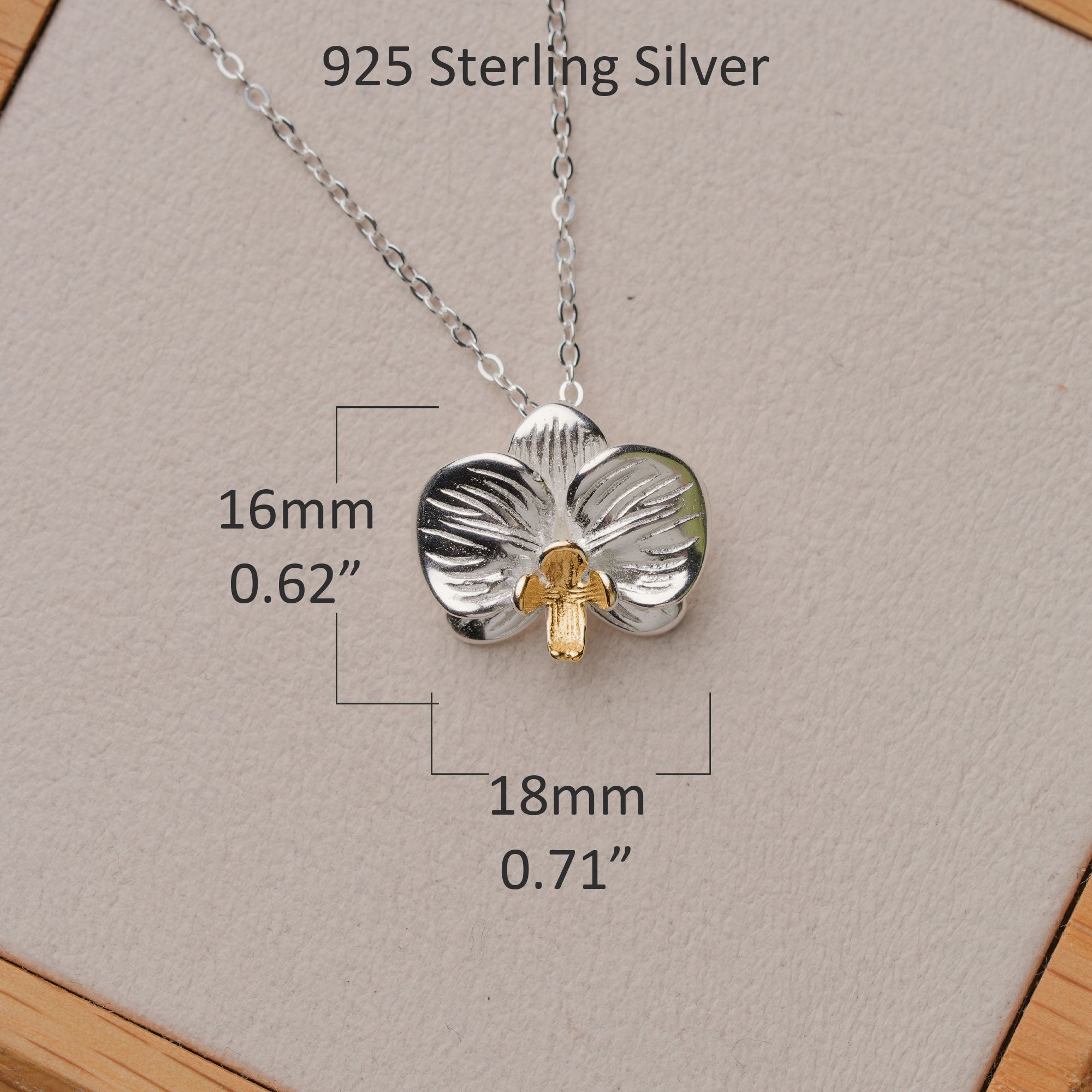 Minimalist flower necklace with orchid pendant