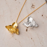 Orchid necklace with botanical style pendant