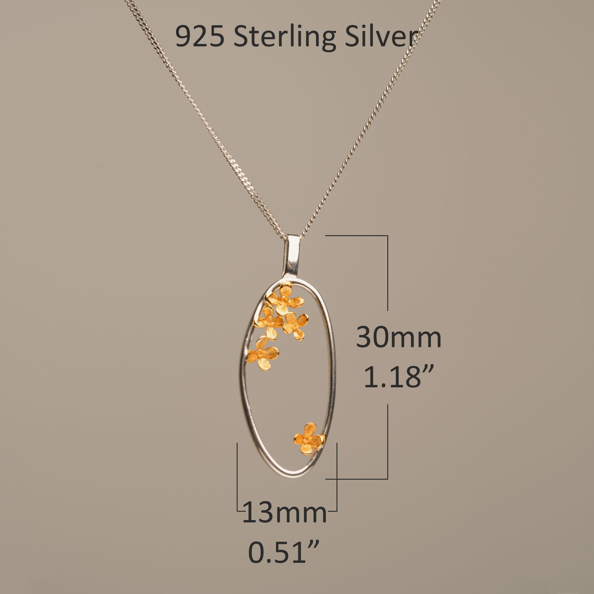 Osmanthus jewelry necklace on neutral background