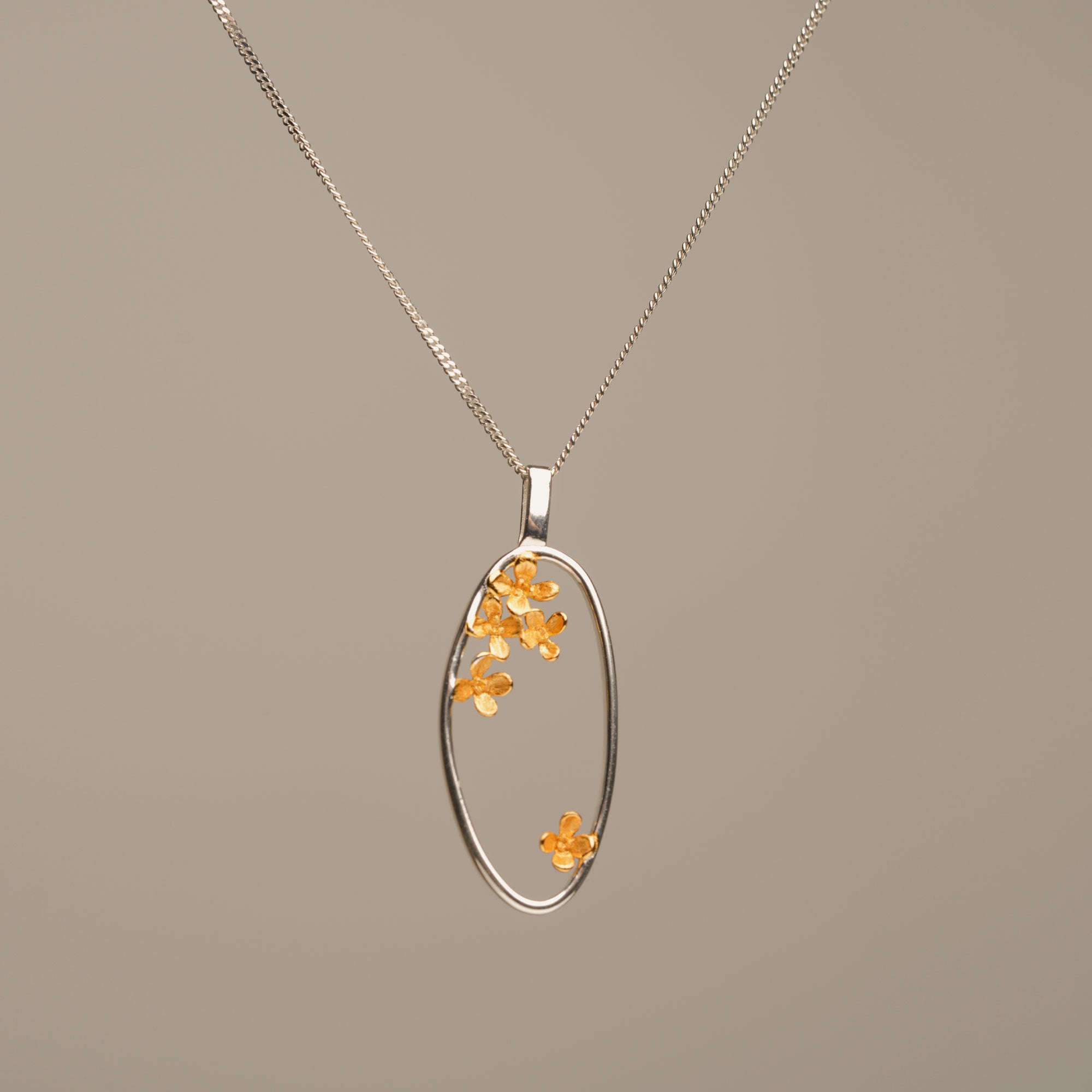 Osmanthus sterling silver necklace product view