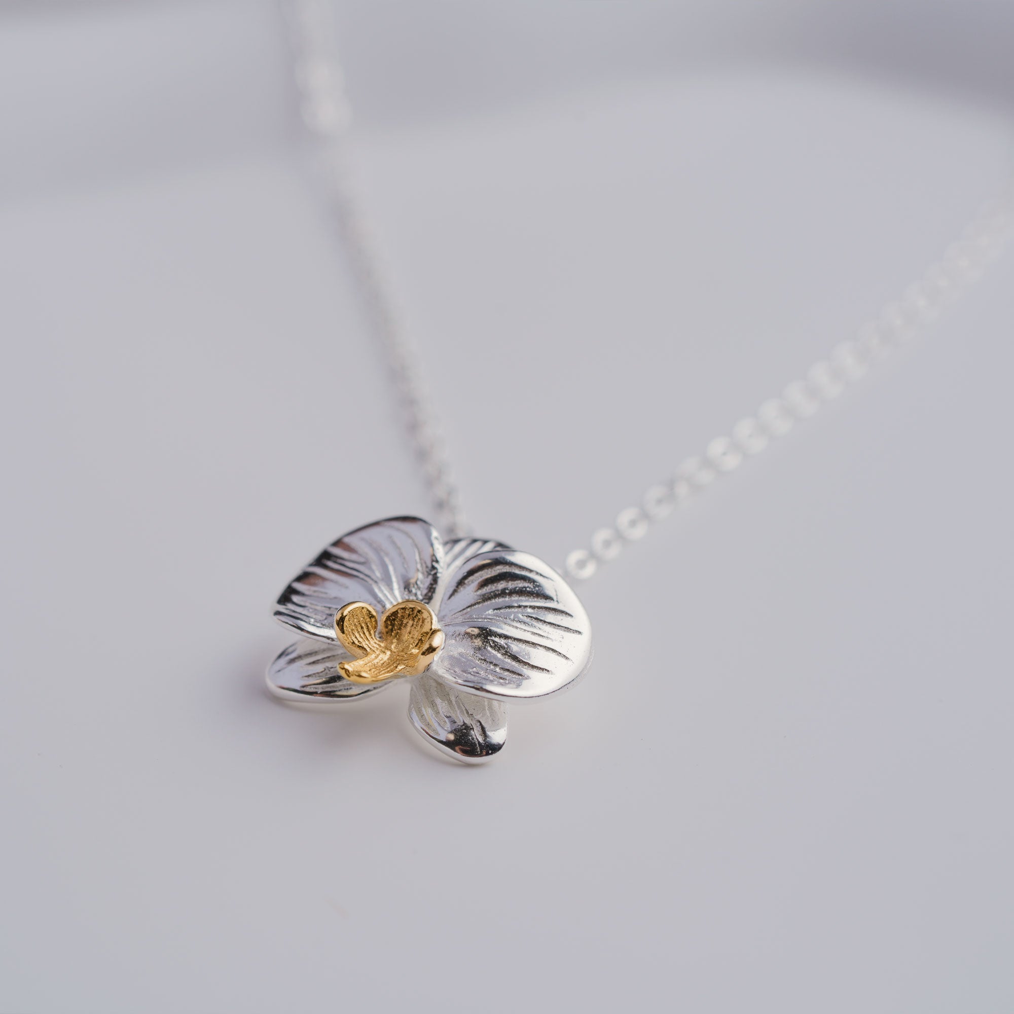 Phalaenopsis orchid pendant necklace