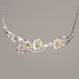Plum blossom flower necklace with floral pendant