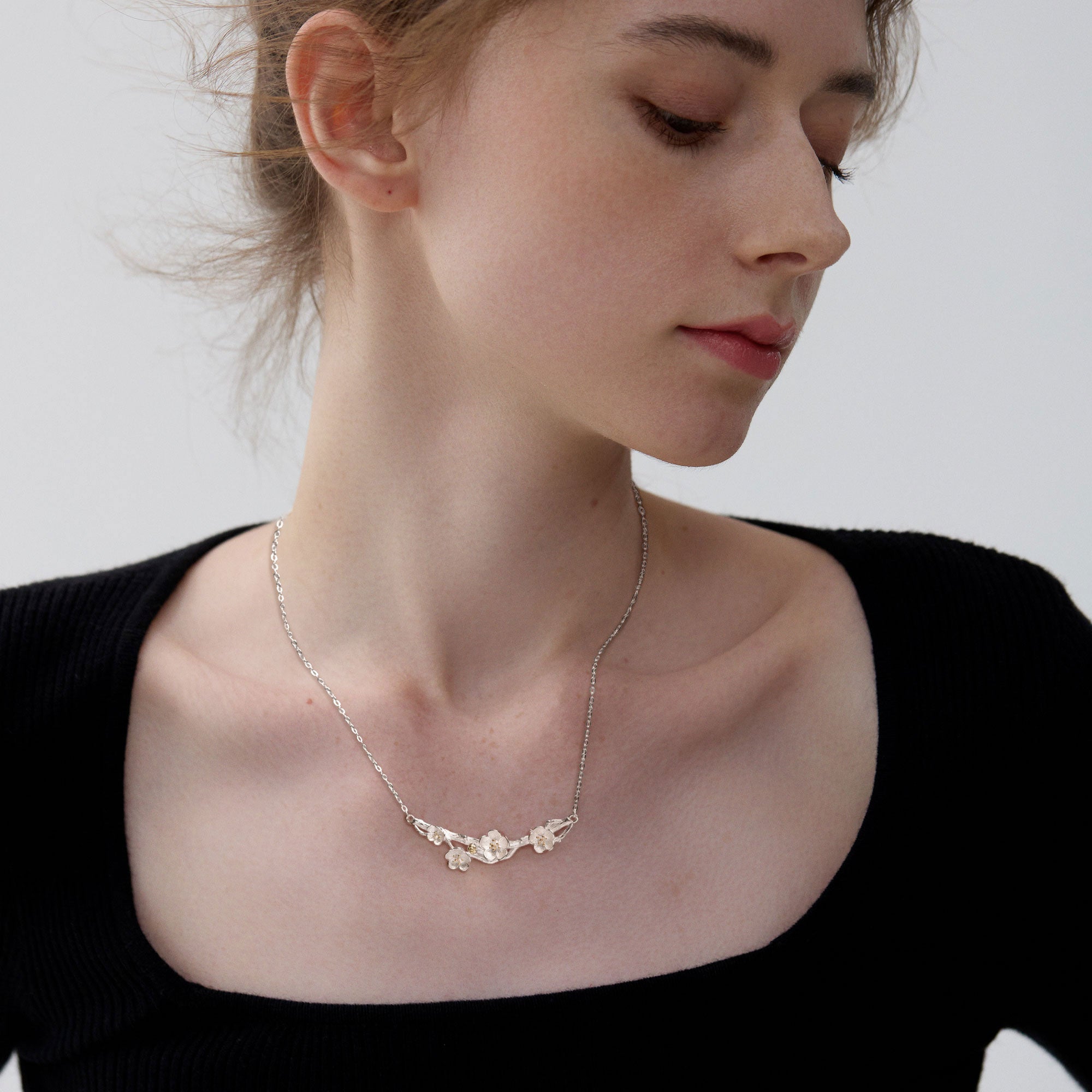Plum blossom pendant necklace product view