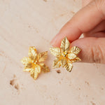 Poinsettia silver earrings with holiday flower design