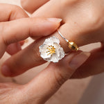 Poppy flower jewelry ring close-up