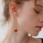 Present earrings with red and green holiday stones