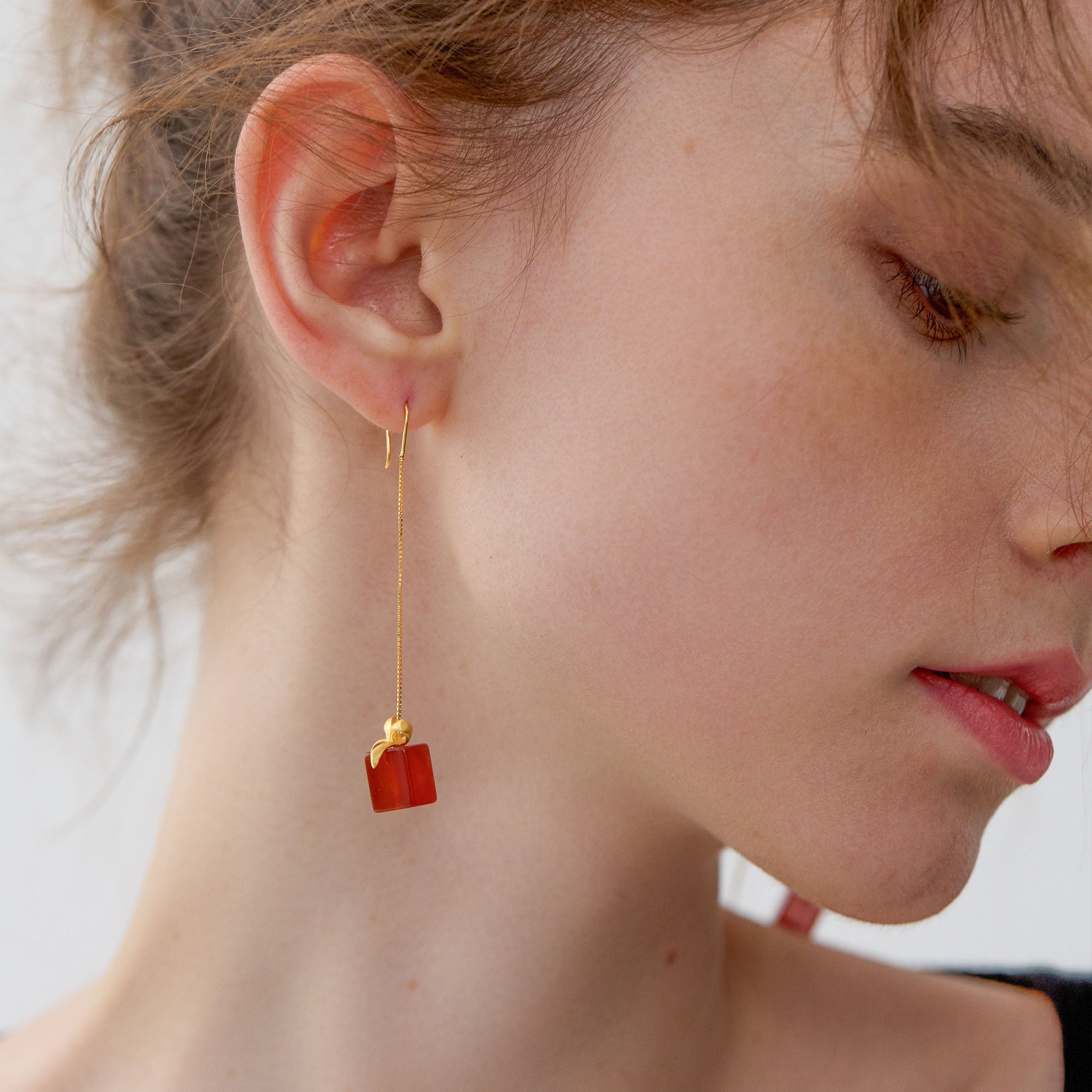 Present earrings with red and green holiday stones