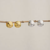 Rose dome earrings displayed as a pair