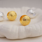 Rose dome earrings with sparkling zircon close-up