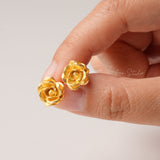 Rose flower earrings with botanical petal design