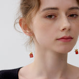Ruby and emerald crystal present earrings product view