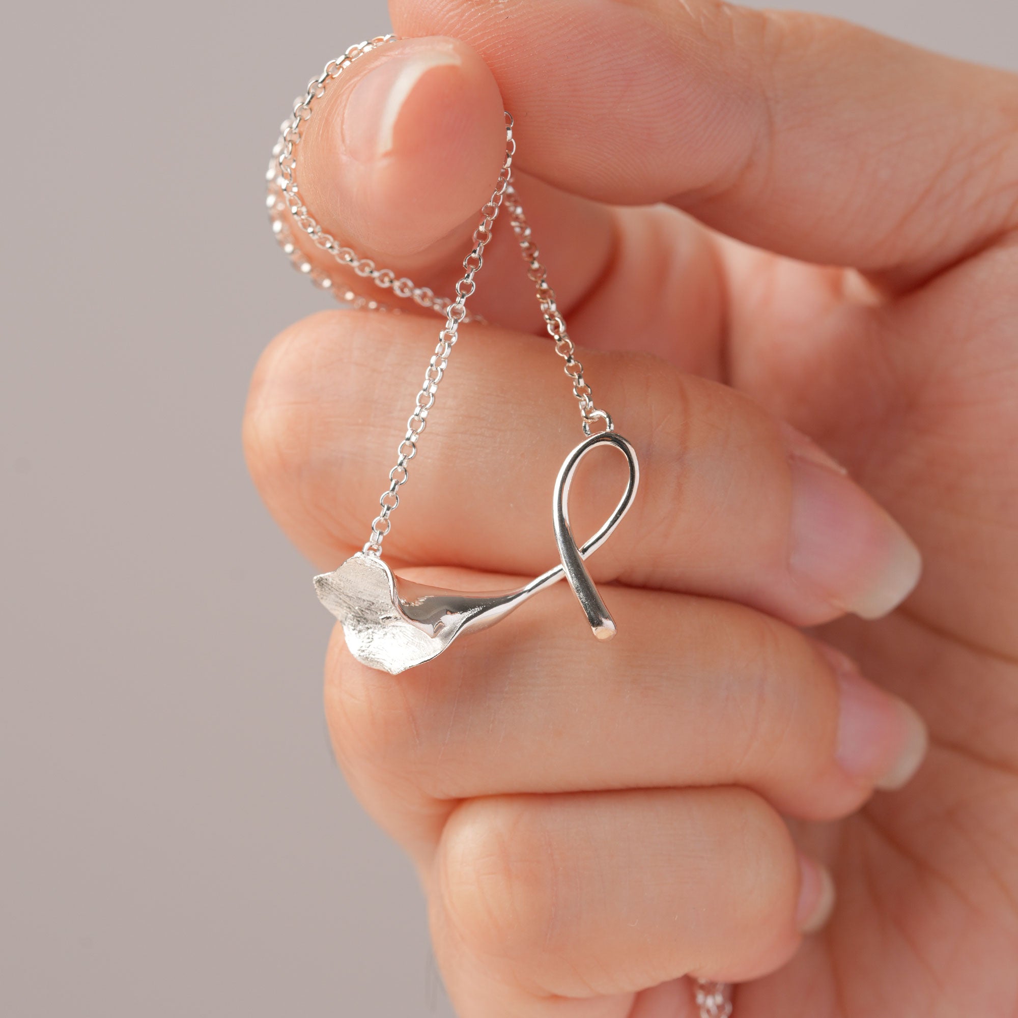 Silver calla lily necklace