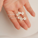 Silver flower earrings with cherry blossom design