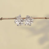 Silver gerbera daisy earrings close-up