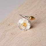 Silver poppy flower ring product view