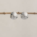 Silver rose earrings