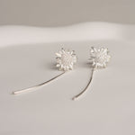 Silver sunflower earrings product view
