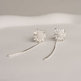 Silver sunflower earrings product view