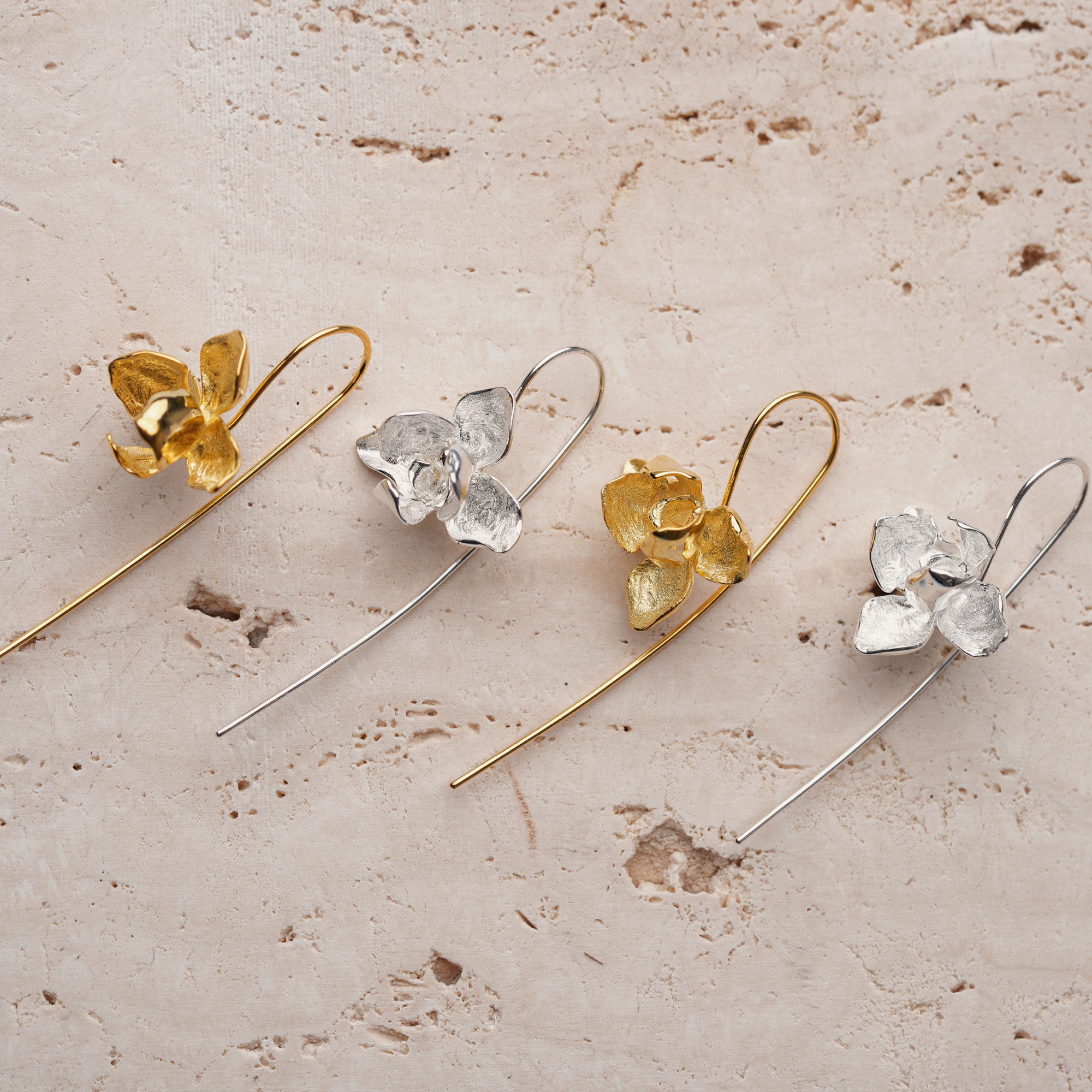 Sterling silver orchid earrings product view