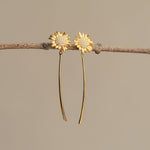 Sunflower drop earrings with floral dangle design