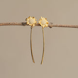 Sunflower drop earrings with floral dangle design