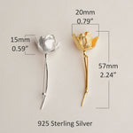 Tulip flower brooch size detail