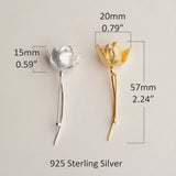 Tulip flower brooch size detail